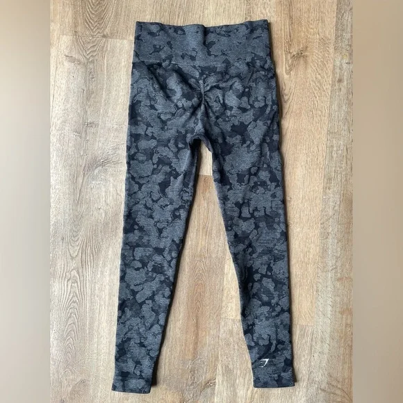 Gymshark Camo Seamless Leggings Gray Black Women’s Size M High Waisted - Picture 5 of 6